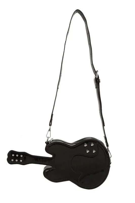 Metallic Guitar Purse w/ hearts