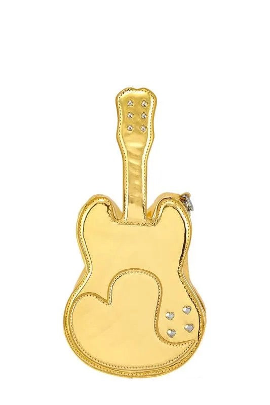 Metallic Guitar Purse w/ hearts