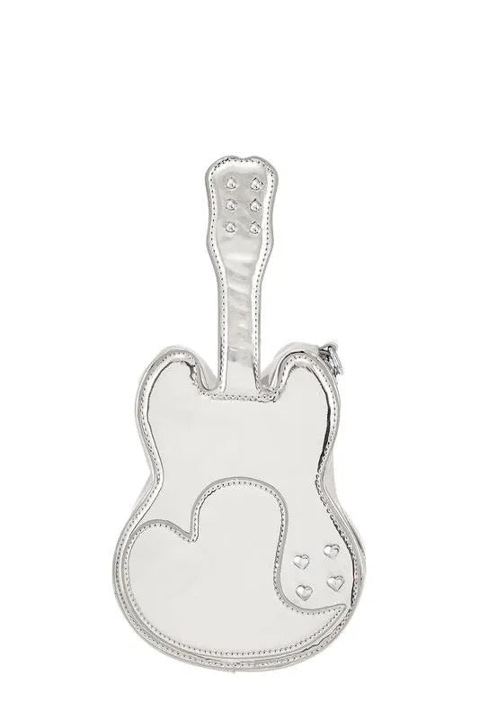 Metallic Guitar Purse w/ hearts