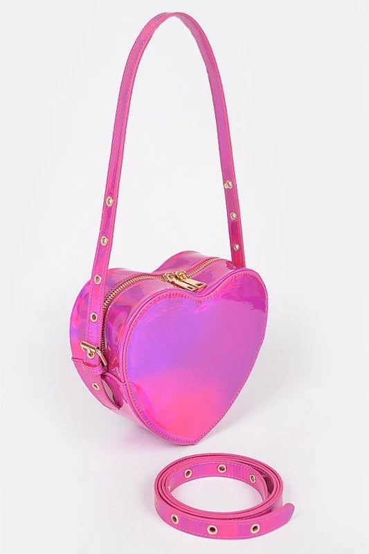 Mirror Metallic Heart Purse