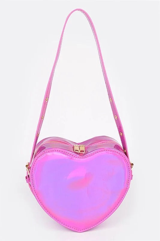 Mirror Metallic Heart Purse