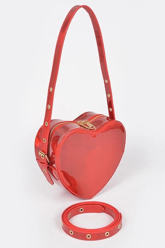 Mirror Metallic Heart Purse