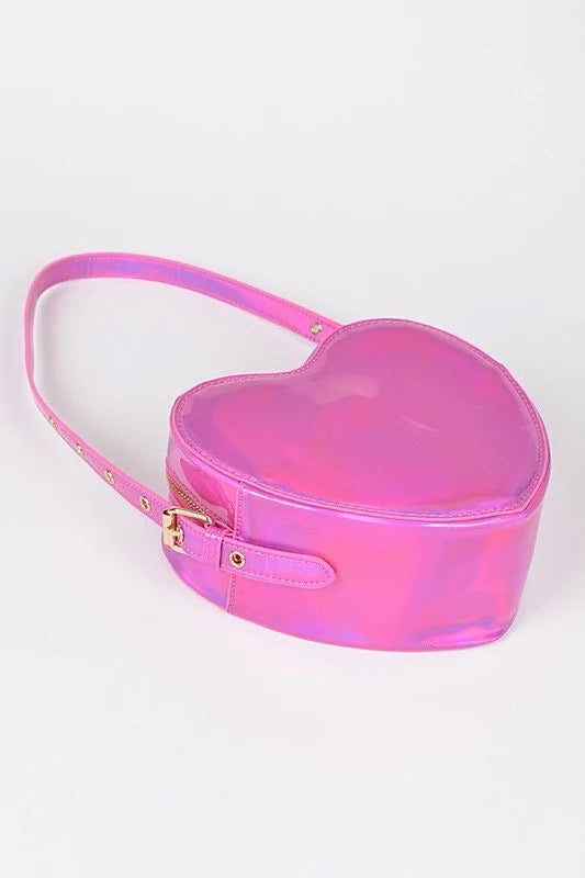 Mirror Metallic Heart Purse