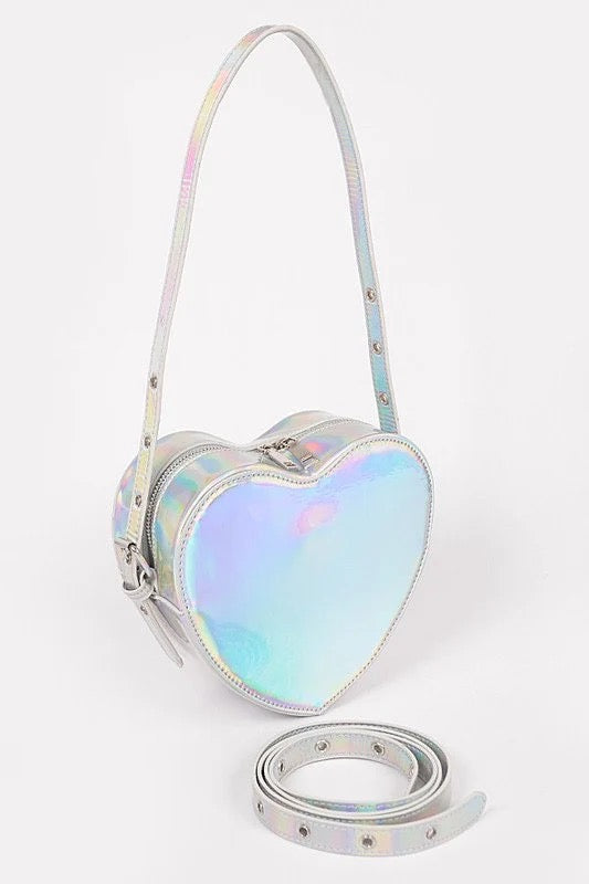 Mirror Metallic Heart Purse