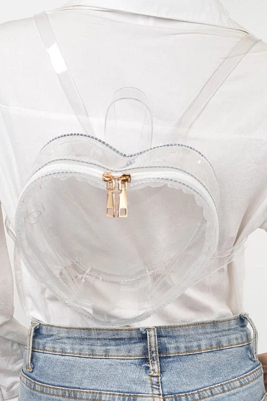 Clear Heart Shape Backpack Purse