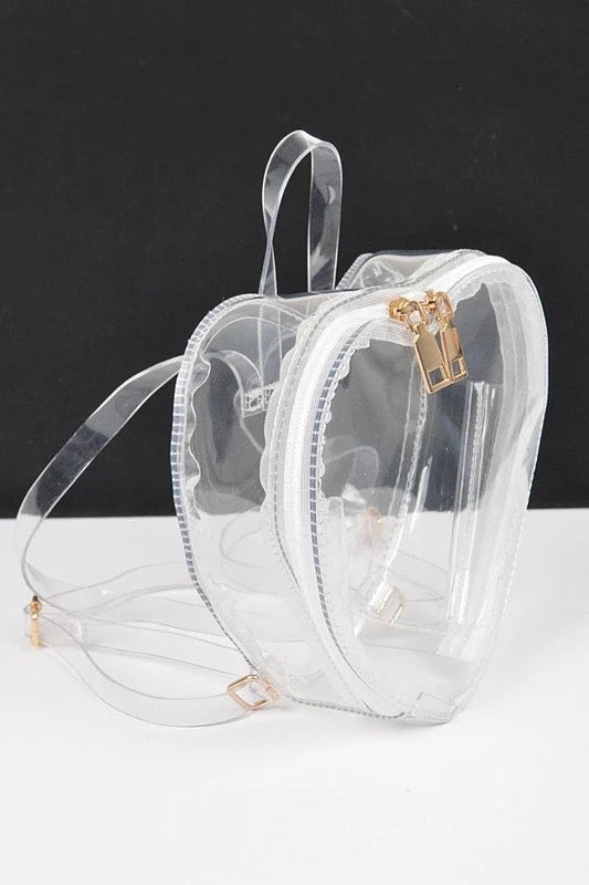 Clear Heart Shape Backpack Purse