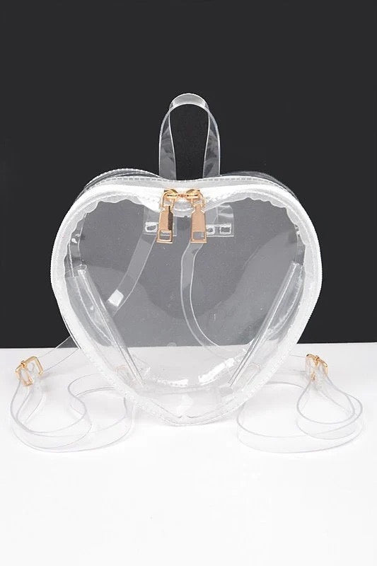 Clear Heart Shape Backpack Purse