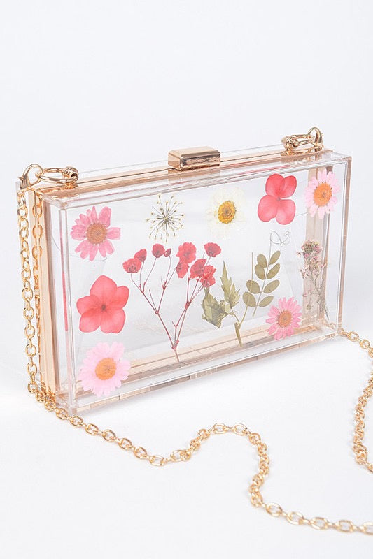 Pressed Flower Clear Acrylic Purse